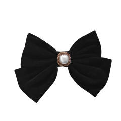 Elegant sqaure pearl velvet bow french barrette hair clips