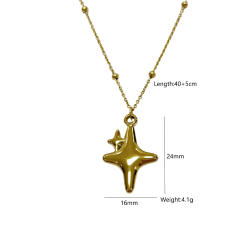 Dainty bow cross pendant stainless steel necklace
