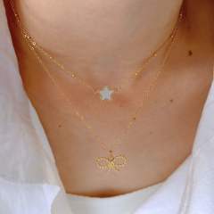 Sweet hollow bow heart stainless steel dainty necklace