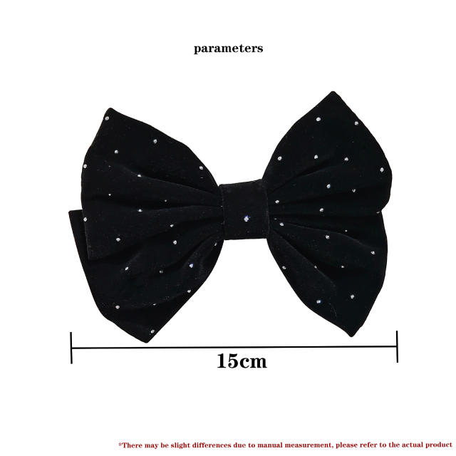 Korean fashion elegant rhinestone velvet bow hair clips french barrette hair clips
