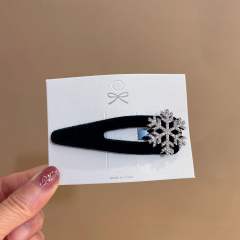 Winter velvet diamond snowflake bow hair clips snap hair clips