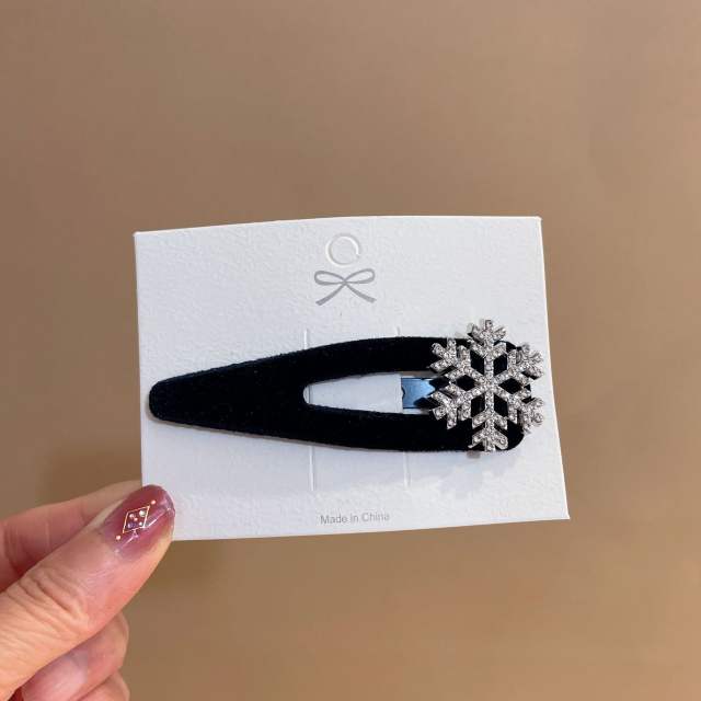 Winter velvet diamond snowflake bow hair clips snap hair clips