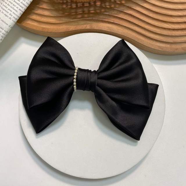 Elegant plain color satin bow french barrette hair clips