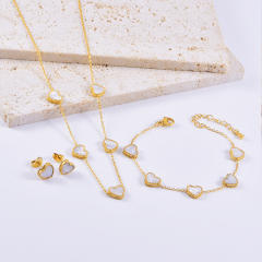 Elegant mother shell heart dainty stainless steel necklace set