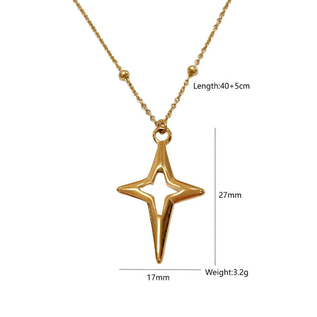 Dainty bow cross pendant stainless steel necklace