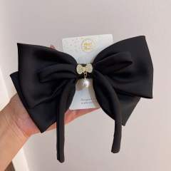 Elegant plain satin bow french barrette hair clips