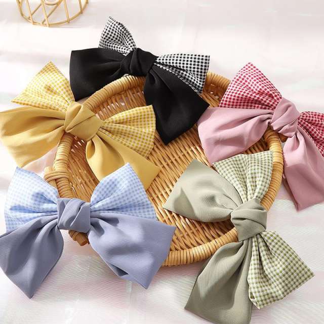Korean fashion plaid bow hair clips french barrette hair clips