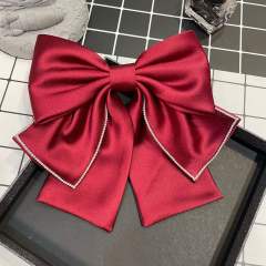 Elegant three layer plain bow french barrette hair clips