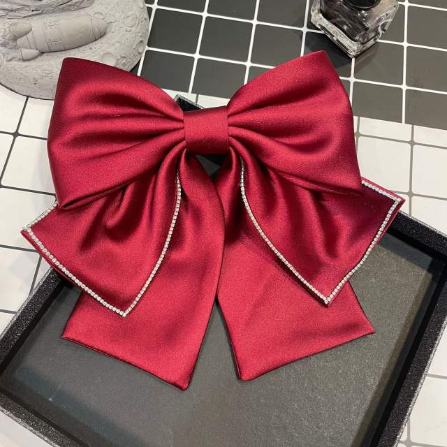 Elegant three layer plain bow french barrette hair clips