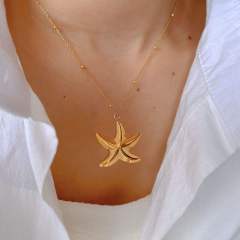 Hot ocean series shell starfish pendant stainless steel dainty necklace