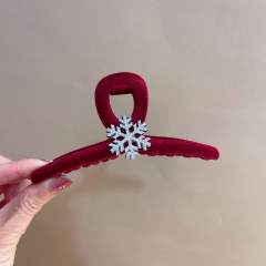 Winter velvet diamond snowflake bow hair clips snap hair clips