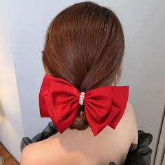 Korean fashion three layer satin bow french barrette hair clips