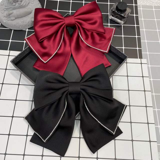 Elegant three layer plain bow french barrette hair clips