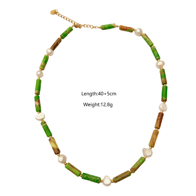 Boho green color enamel evil eye heart pendant stainless steel necklace collection