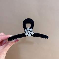 Winter velvet diamond snowflake bow hair clips snap hair clips