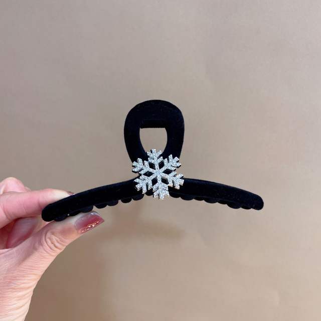 Winter velvet diamond snowflake bow hair clips snap hair clips