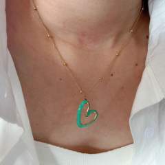 Natural stone bead green color stainless steel necklace collection