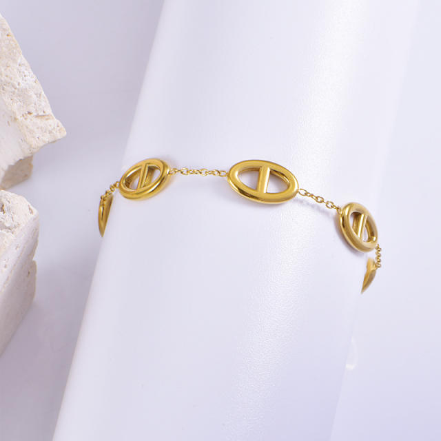 Dainty hot sale coffee bean stainless steel necklace set
