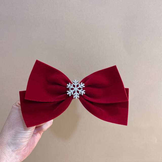 Winter velvet diamond snowflake bow hair clips snap hair clips