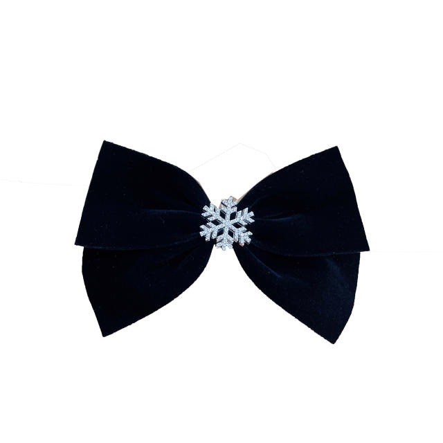 Winter velvet diamond snowflake bow hair clips snap hair clips