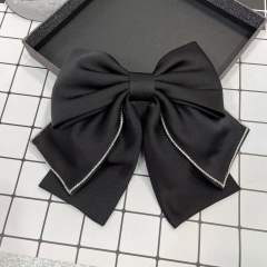 Elegant three layer plain bow french barrette hair clips