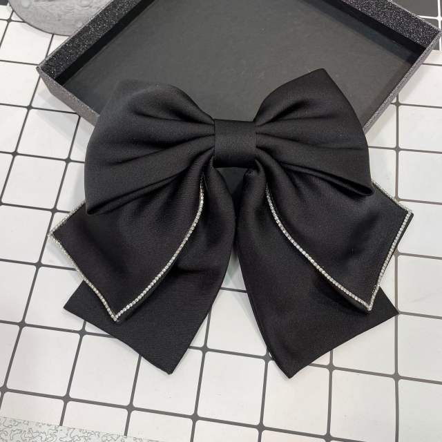 Elegant three layer plain bow french barrette hair clips