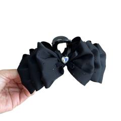 Large size plain satin bow thick hair hair claw clips