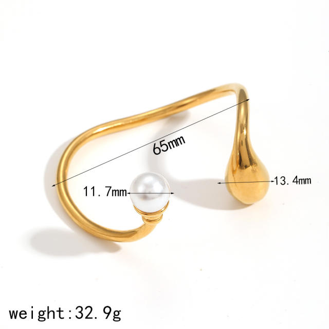 18KG chunky waterdrop stainless steel cuff bangle