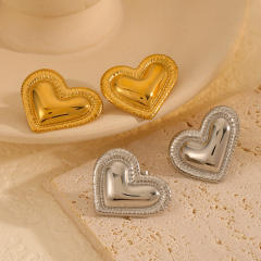 18KG bigger size heart stainless steel earrings