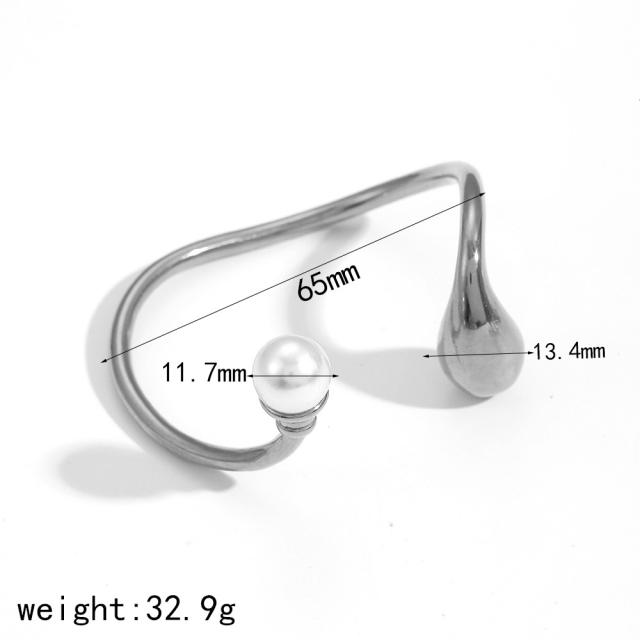 18KG chunky waterdrop stainless steel cuff bangle