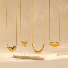 18KG chunky geometric pendant stainless steel dainty necklace