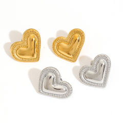 18KG bigger size heart stainless steel earrings