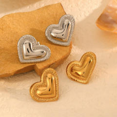 18KG bigger size heart stainless steel earrings