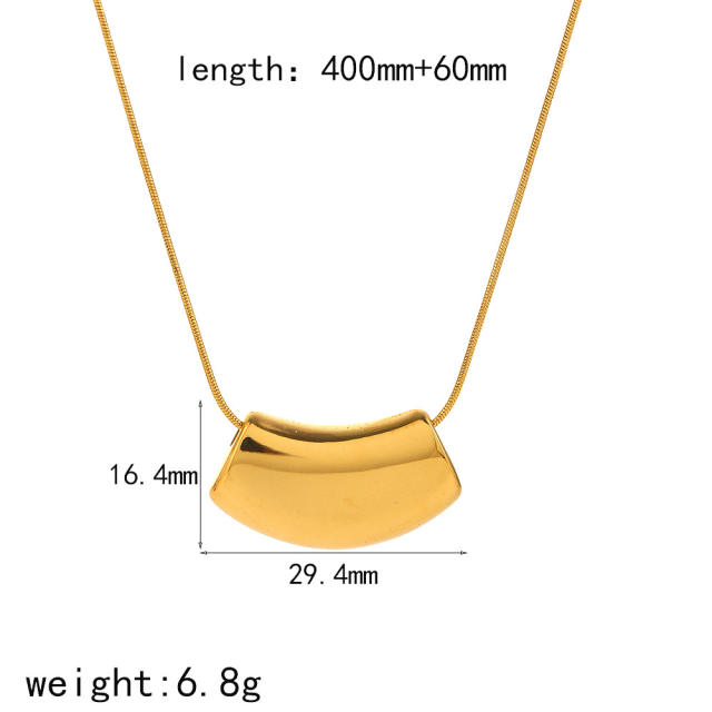 18KG chunky geometric pendant stainless steel dainty necklace