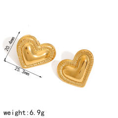 18KG bigger size heart stainless steel earrings