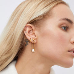 Elegant pearl bead three pair stainless steel earrings set
