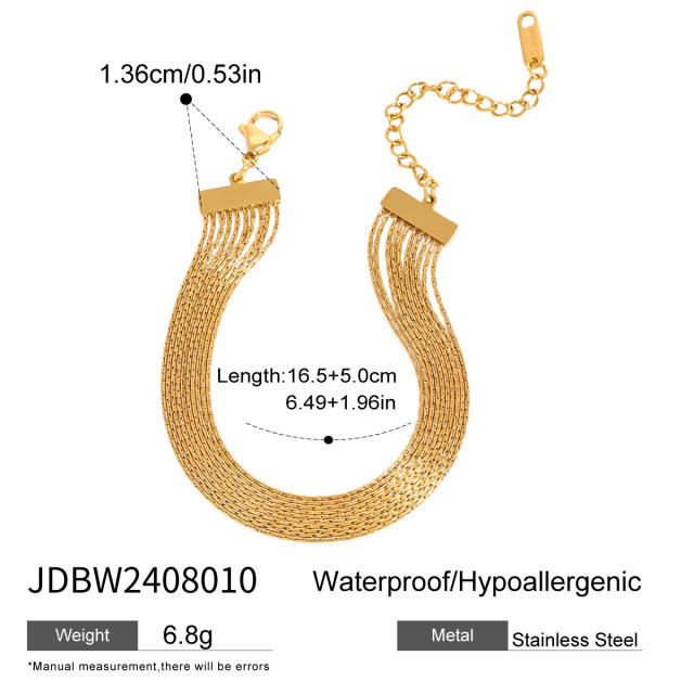 Personality layer skinny chain stainless steel necklace bracelet set