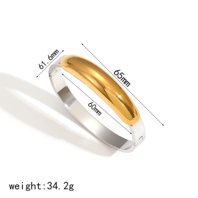 Chunky geometric stainless steel bangle mix color bangle
