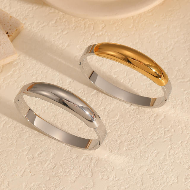 Chunky geometric stainless steel bangle mix color bangle