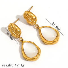 Elegant moonstone statement drop stainless steel earrings