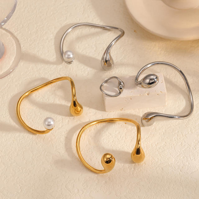 18KG chunky waterdrop stainless steel cuff bangle
