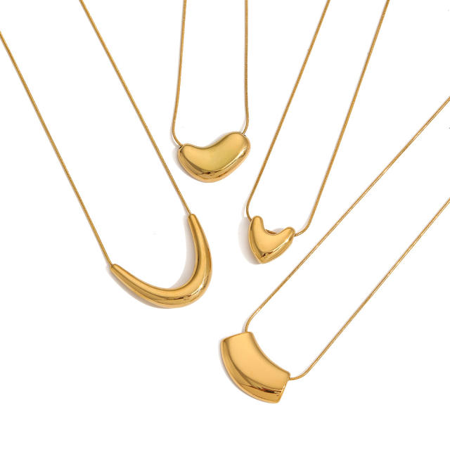 18KG chunky geometric pendant stainless steel dainty necklace