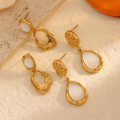 Elegant moonstone statement drop stainless steel earrings