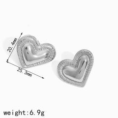 18KG bigger size heart stainless steel earrings