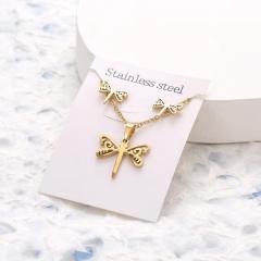 Dainty stainless steel gold color heart horse moon flower necklace set with card gift accessory