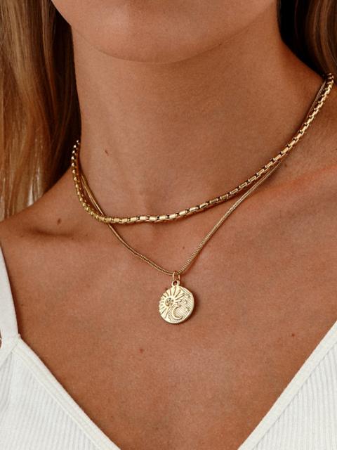 18KG hot girl coin pendant two layer stainless steel necklace