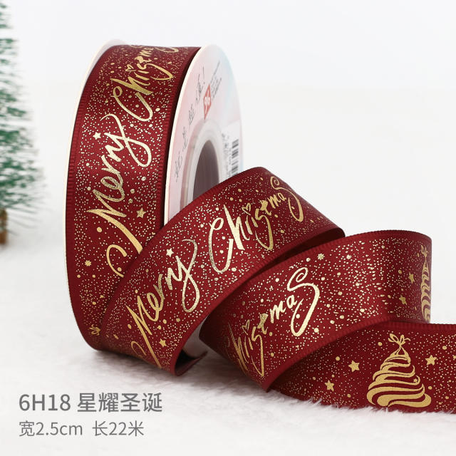 2.5cm 25 yards christmas gift packing ribbon