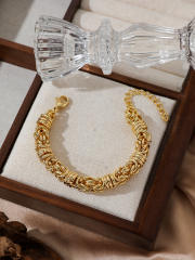 Chunky stainless steel braid chain bracelet collection