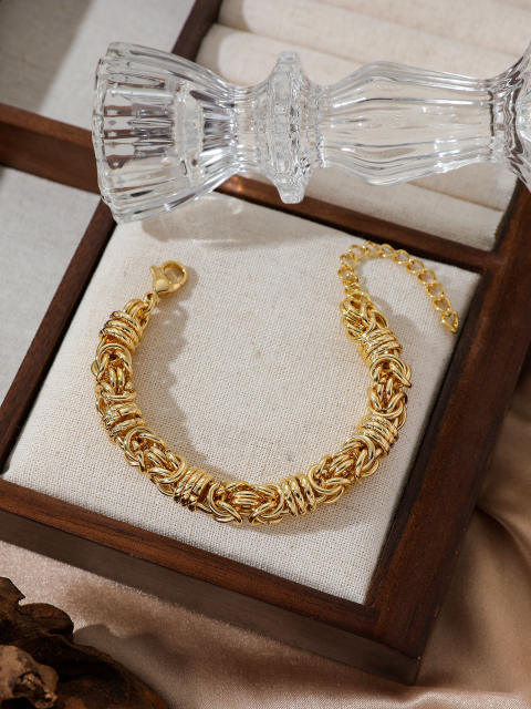 Chunky stainless steel braid chain bracelet collection