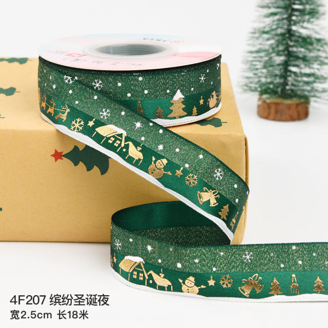 2.5cm 25 yards christmas gift packing ribbon